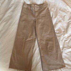 Zara Girls Tan Wide-Leg Denim - Raw Hem